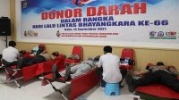 Sambut HUT ke 66 Lalulintas Bhayangkara, Ditlantas Polda Sulteng Gelar Donor Darah