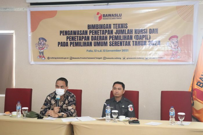Bawaslu Sulteng Gelar Bimtek Pengawasan Penetapan Jumlah Kursi dan Penetapan Dapil