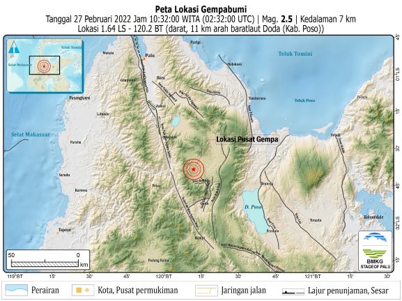 Gempa Tektonik M5,5 di Sigi, Tak berpotensi Tsunami