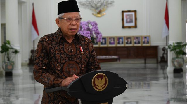 Wakil Presiden (Wapres) K.H. Ma’ruf Amin pada acara Rapat Koordinasi Nasional (Rakornas) Kepegawaian Tahun 2023 yang disampaikan secara virtual di Jakarta, Selasa (30/05/2023). (Foto: BPMI-Setwapres)