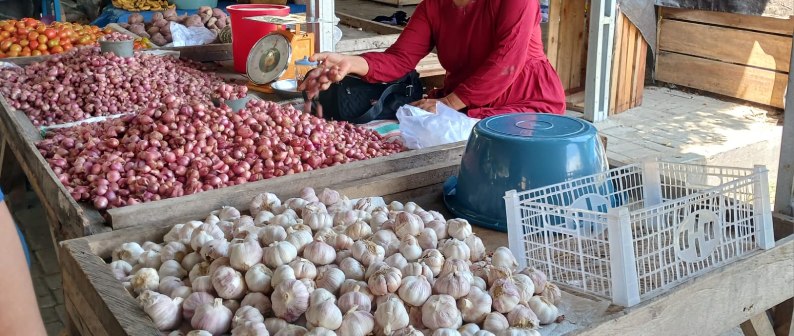 Harga Bawang Putih di Parimo Naik, Tembus Rp 48 Ribu per kilogram. (Foto: Aswadin/PaluEkspres.com)