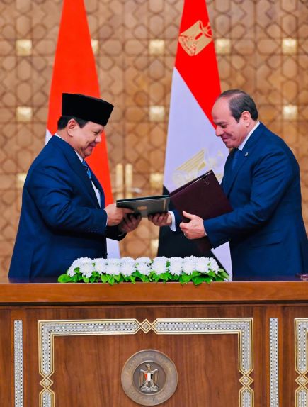 Prabowo dan Presiden El-Sisi Sahkan Pernyataan Bersama Kemitraan Strategis Indonesia–Mesir
