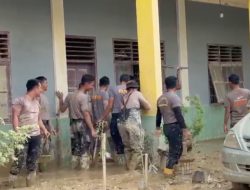 Brimob Dikerahkan Bersihkan Lumpur, Harapan Anak Sekolah Kembali Tumbuh di Aceh Tamiang