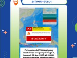 BMKG Nyatakan Peringatan Dini Tsunami Gempa Bitung Berakhir