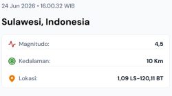 Gempa Bumi M 4,6 Guncang Kota Palu
