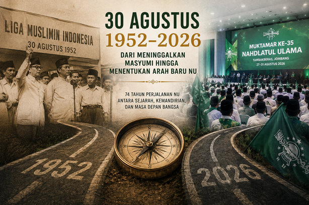 30 Agustus. Pada tanggal yang sama, tetapi dalam tahun yang berbeda, Nahdlatul Ulama sedang menghadapi dua momentum yang sama-sama berbicara tentang satu hal: bagaimana sebuah organisasi besar menentukan jalan dan arahnya.