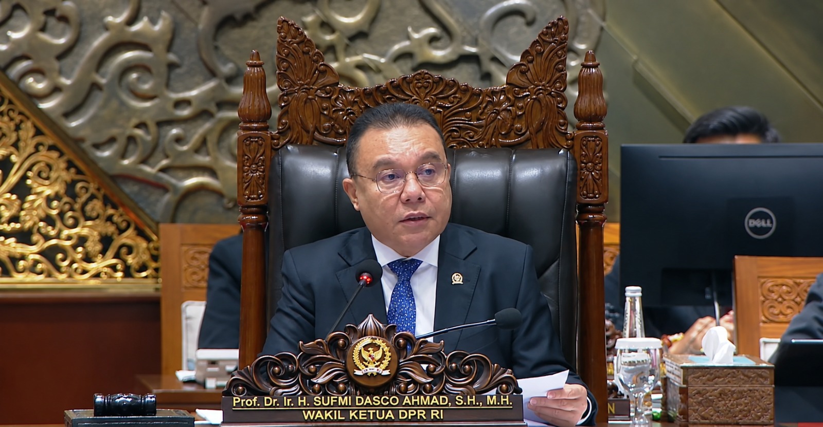 Wakil Ketua DPR RI Sufmi Dasco Ahmad memimpin Rapat Paripurna ke-6 Masa Persidangan I Tahun Sidang 2026-2027 di Kompleks Parlemen, Senayan, Jakarta, Selasa (22/9/2026).