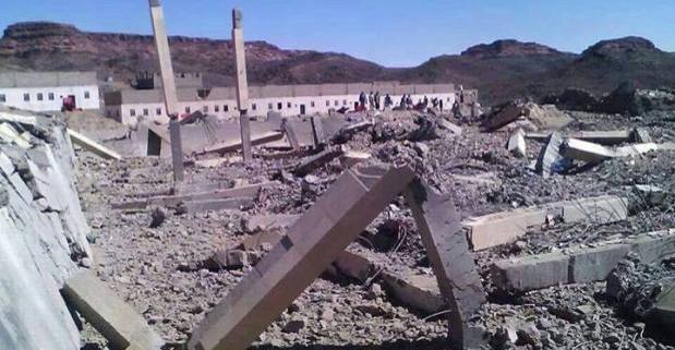 Kondisi salah satu wilayah di Taiz, Yaman setelah serangan Houthi.